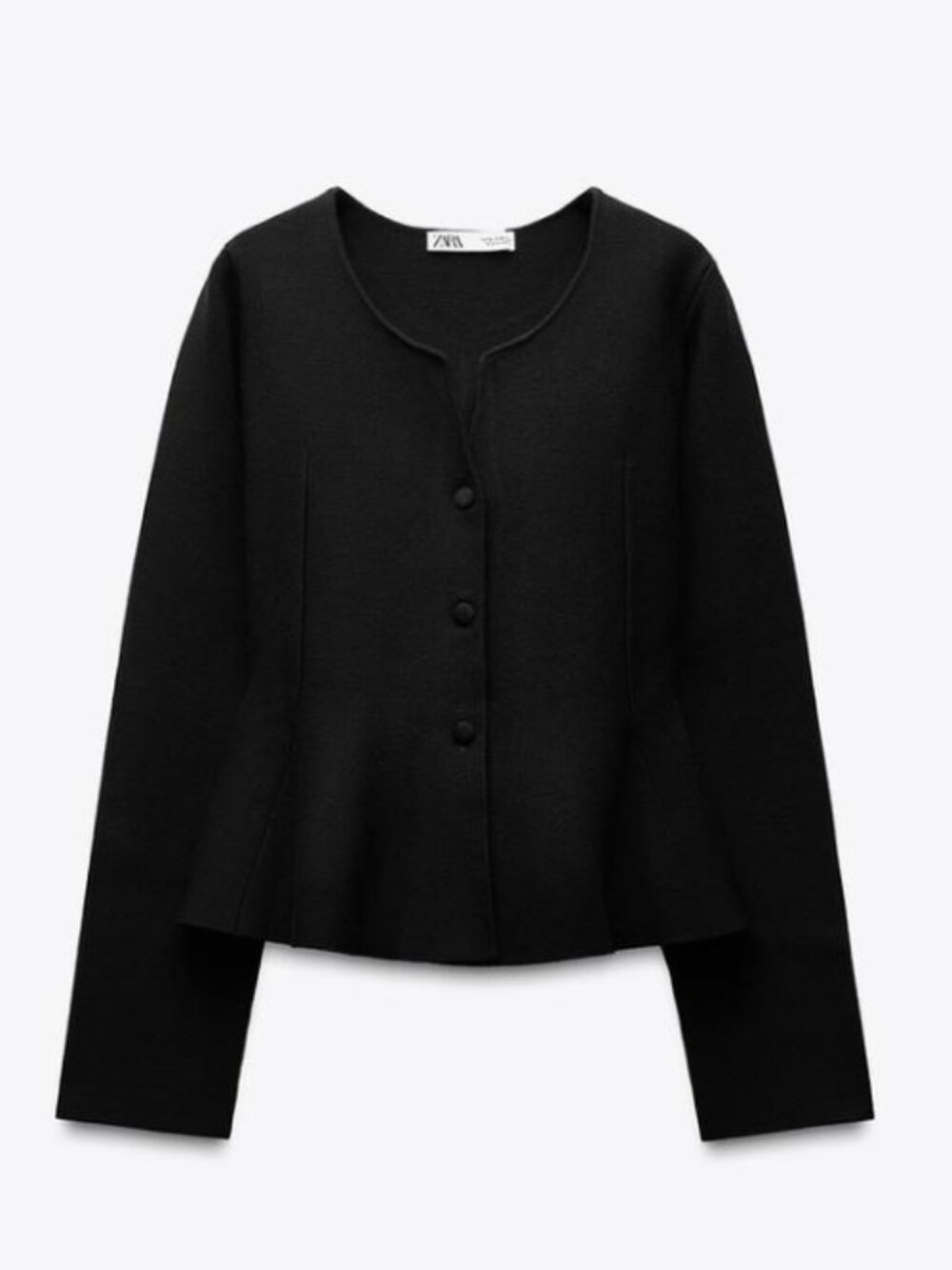 Black Zara Peplum Knit Cardigan, sz XL